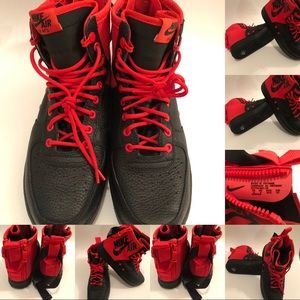 Nike Shoes - Nike Men's SF Air Force One Mid Habanero Red/Black Nike Shoes - Nike Men's SF Air Force One Mid Habanero Red/Black